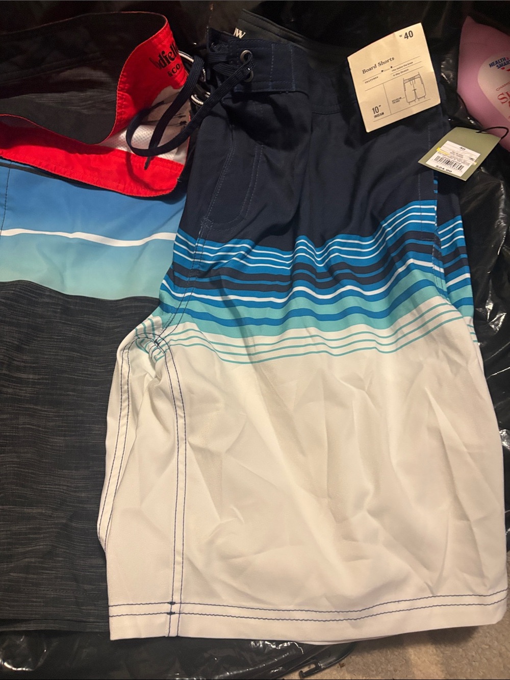 Goodfellow & Co Navy, Blue & White Striped Board Shorts